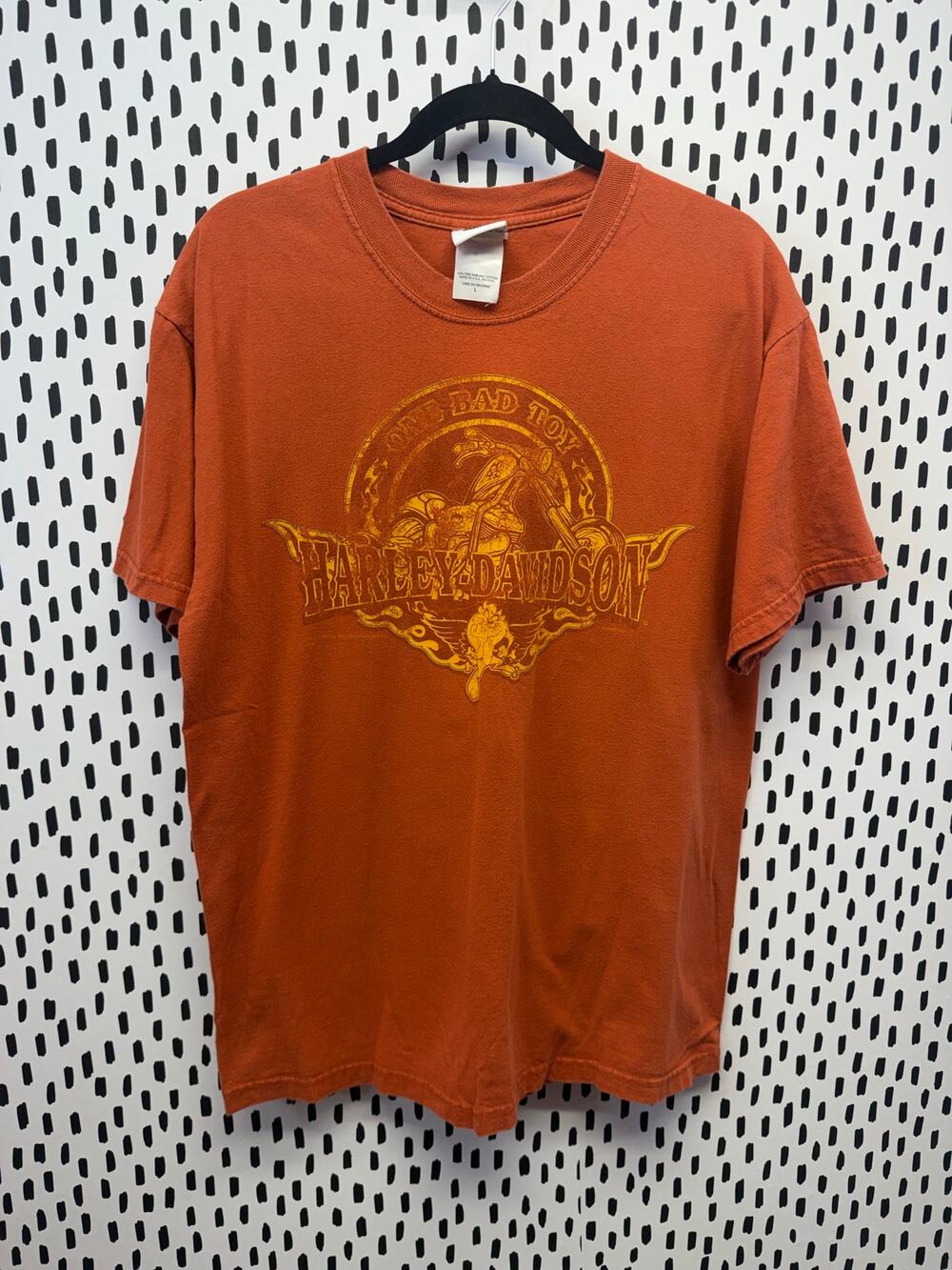 Harley Davidson Shirt Men large Orange Looney Tunes Vintage taz Coyote Flames